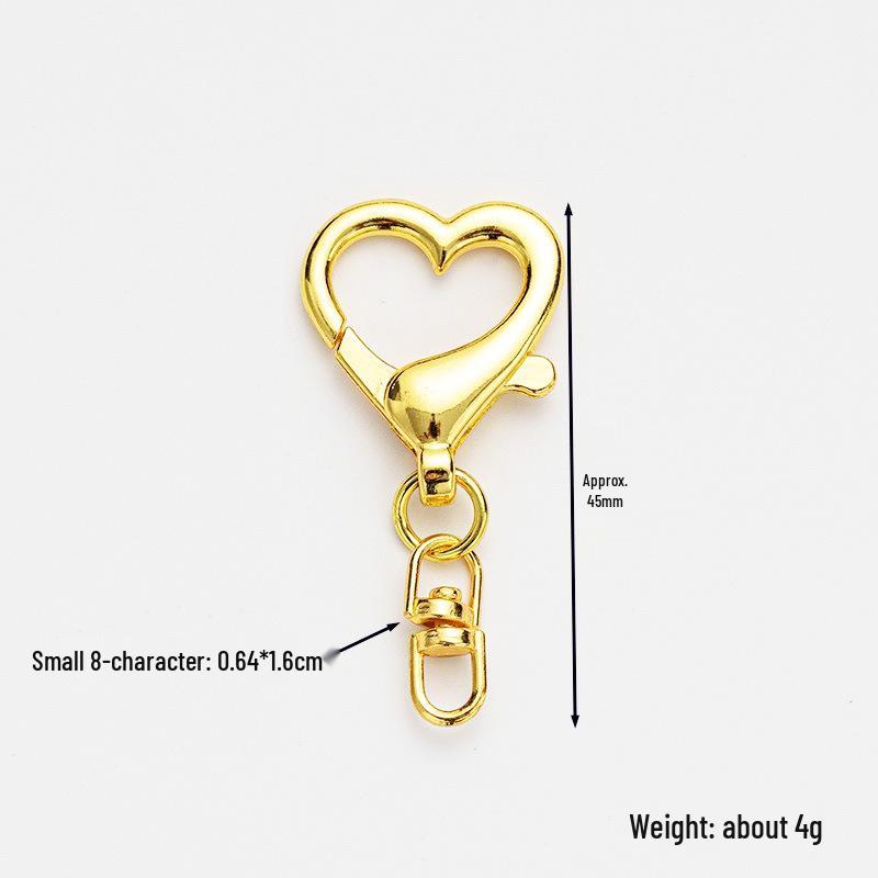 Zinc Alloy Heart Buckle Keychain with Rotating 8-Shaped Strap and 14mm Lobster Clasp for DIY Jewelry Accessories