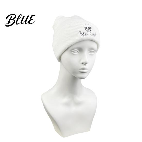 Embroidered Skull Hat Design Thick Knit Warm Men Women Winter Beanie Fun Cap Stretchy Unisex