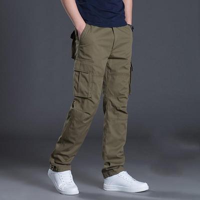 Men's Spring and Autumn Multi-Pocket Outdoor Sports Loose Workwear Pants Solid Color Casual Long Pants