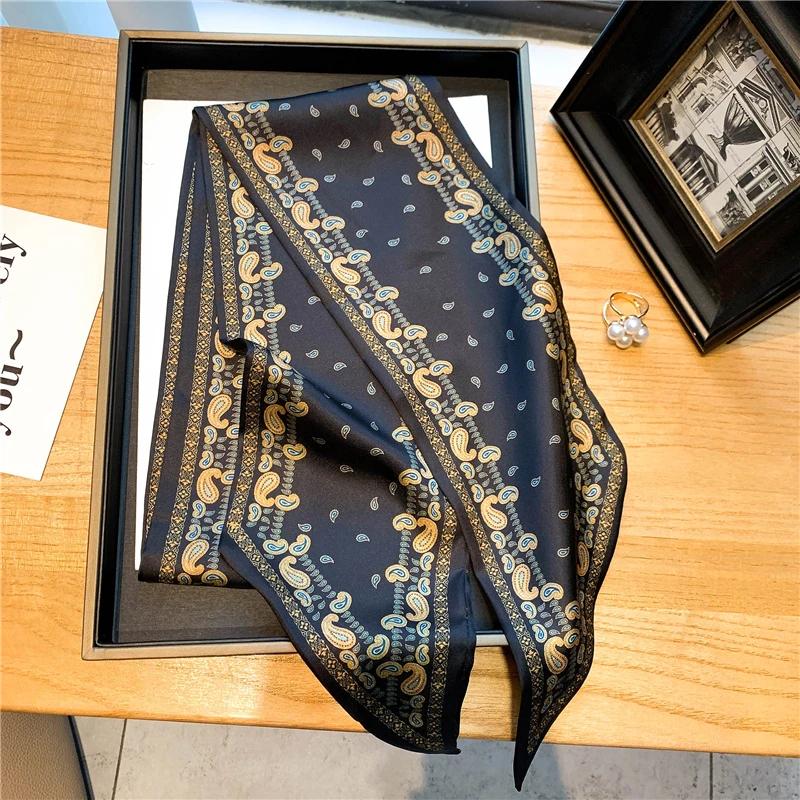 Luxury Long Silk Scarf Female Animal Horse Print Thin Narrow Scarf Bag Hair Band Ribbon Scarfs Women Neckerchief