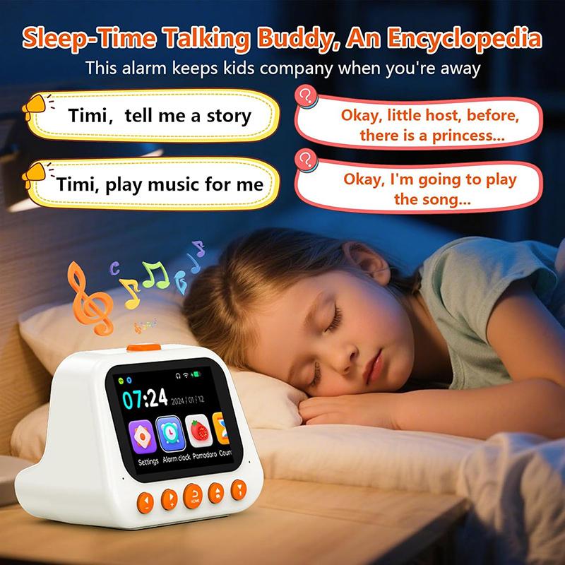 AI Smart Alarm Clock Talking Buddy Educational Toy for Kids Music/Stories Player Pomodoro Timer Cool Robot Gift for Boys Girls