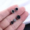 Zinc Zinc Alloy Delicate Black Agate Stud Earring Fashion Jewelry Korean Style Earrings Earrings for Men