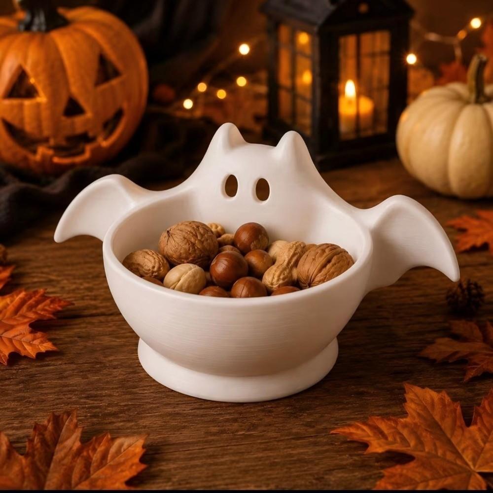 Cute Ghost Bat Desktop Decor Tray 3D Printed Desktop Candy Bowl  Party Decoration