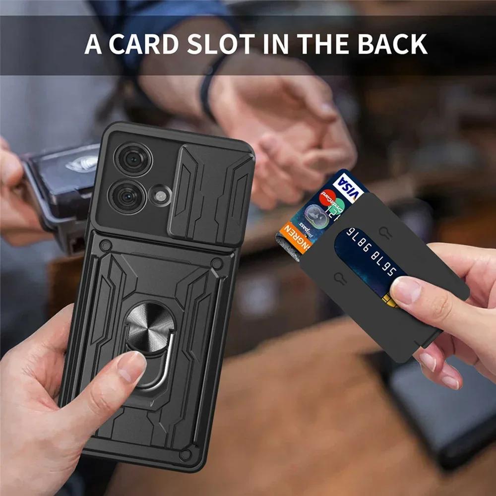 Kickstand Armor Case For Motorola Moto G56 G86 G35 G55 G75 G85 5G G05 G15 E15 Cover Card Pocket Ring Stand Holder Fundas Coque