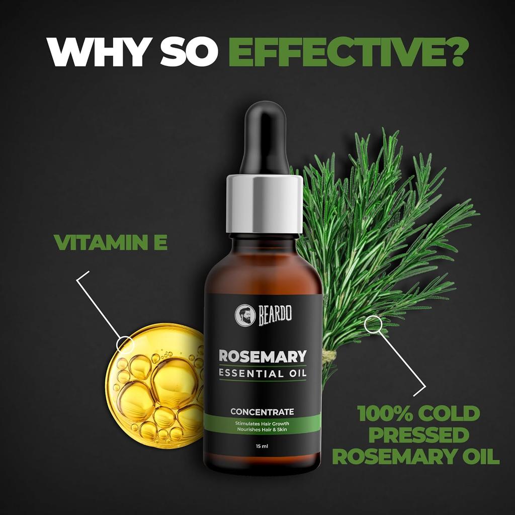 Beardo Rosemary Essential Oil 15 ml Pack of 1 for Hair Growth, Hair Fall, Skin Nourishment, 100% Natural Aroma Oil