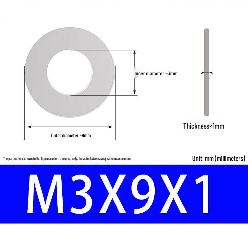 304 Stainless Steel Ultra-Thin Flat Washer, Thickness: 0.1/0.2/0.3/0.4/0.5 Mm, Sizes M1-M8
