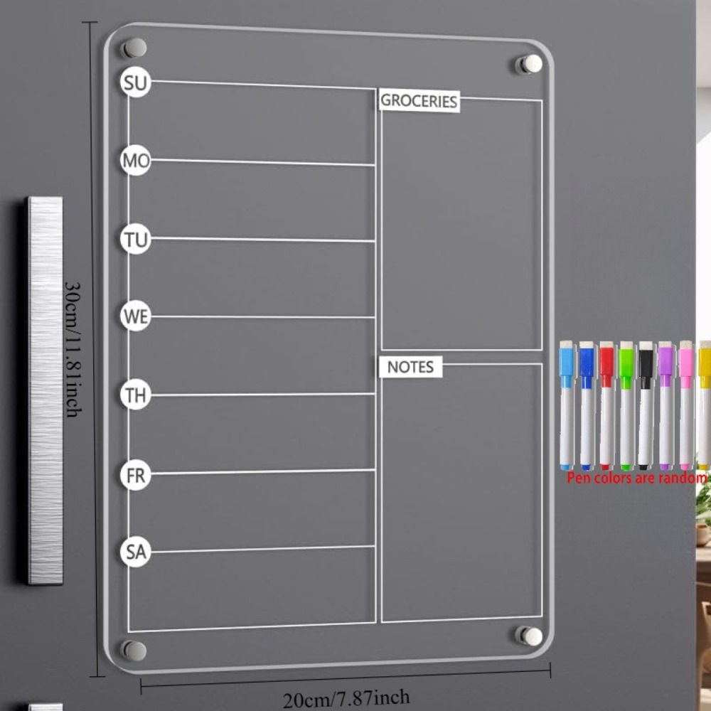 Reusable Magnetic Acrylic Weekly Planner Multifunctional Planning Note Board  Office/Home Use