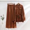 Fashionable Simple Comfortable Two-piece Suit Solid Color Loose Top High-waist Wide-leg Pants Set