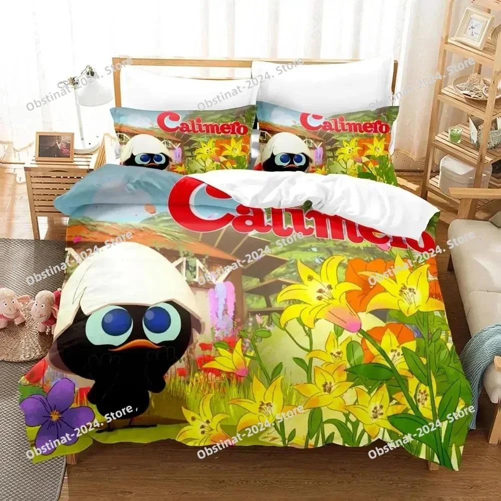 Anime Cute Calimero Bedding Set Printed single Comforter Quilt Bed Cover Duvet Cover Pillow Case 3 Pieces Sets Kids Adult Size
