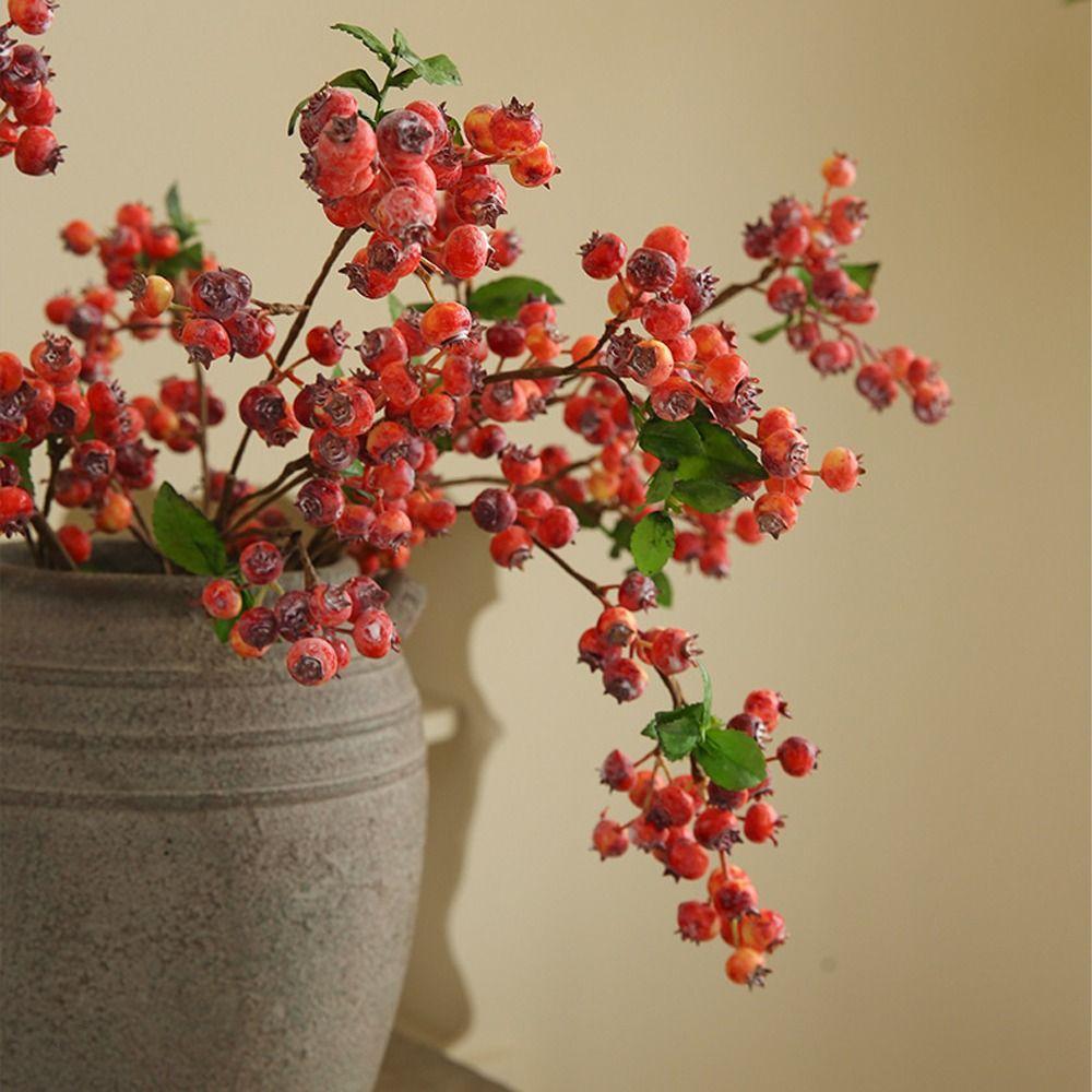Plastic Simulation Foam Red Berry Realistic Fake Plants Home Living Room Decoration