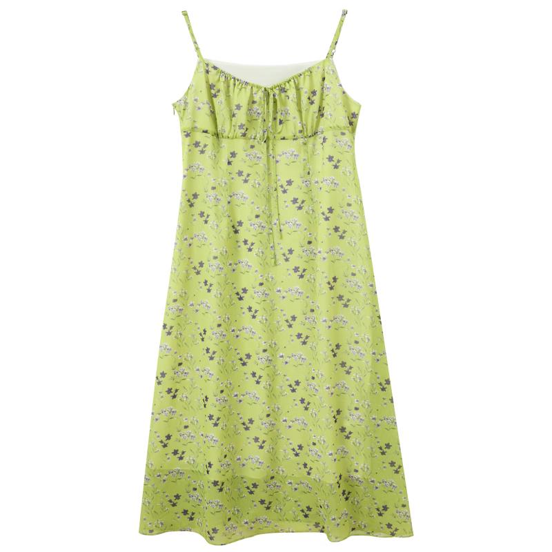 SanCai Floral Strappy A-Line Maxi Dress L