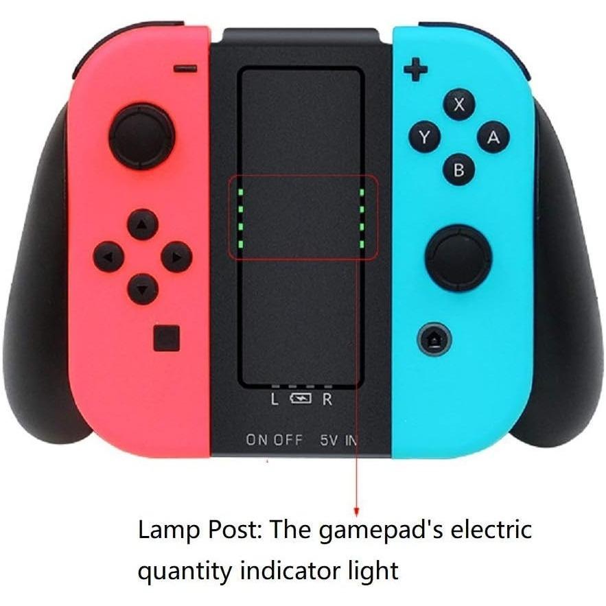 JoyCon Charging Grip Compatible with Nintendo Switch, Switch Joy Con Comfort Grip with Built-in 2000mAh Rechargeable Battery,USB Type C Charging Cable