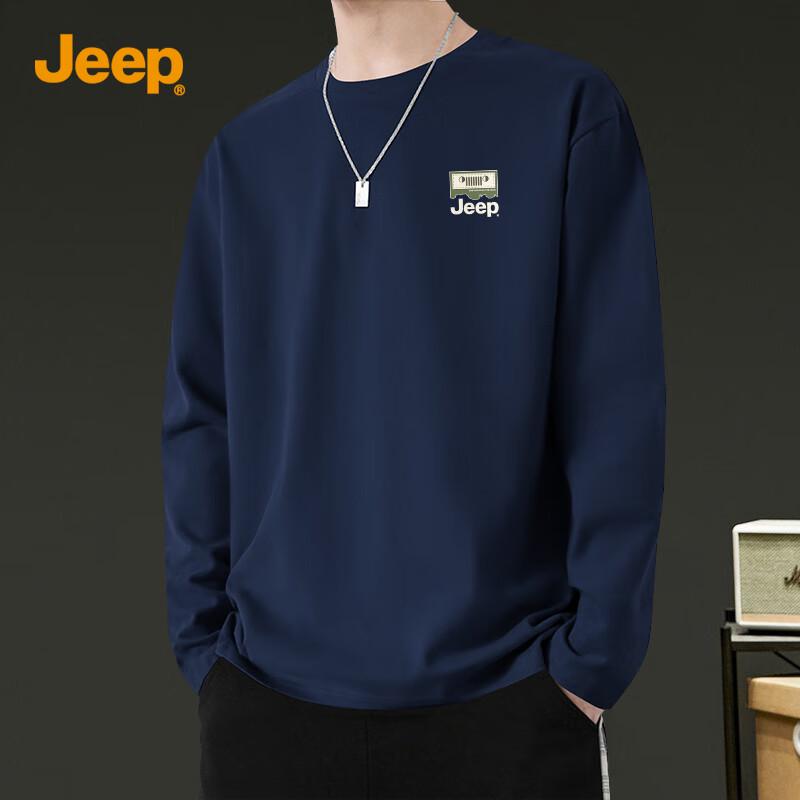JEEP Men's Pure Cotton Loose Fit Long Sleeve T-Shirt