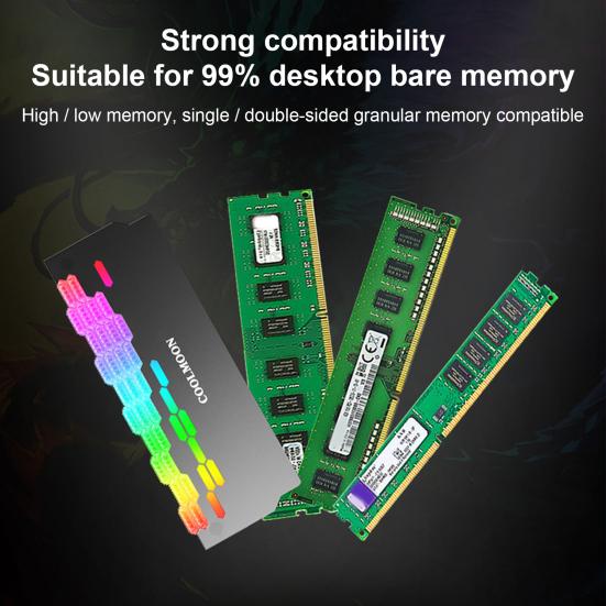 COOLMOON RA-2 RAM Heatsink Efficient 5V ARGB Wide Compatibility Brilliant Light Effect Desktop Memory Cooler for Computer