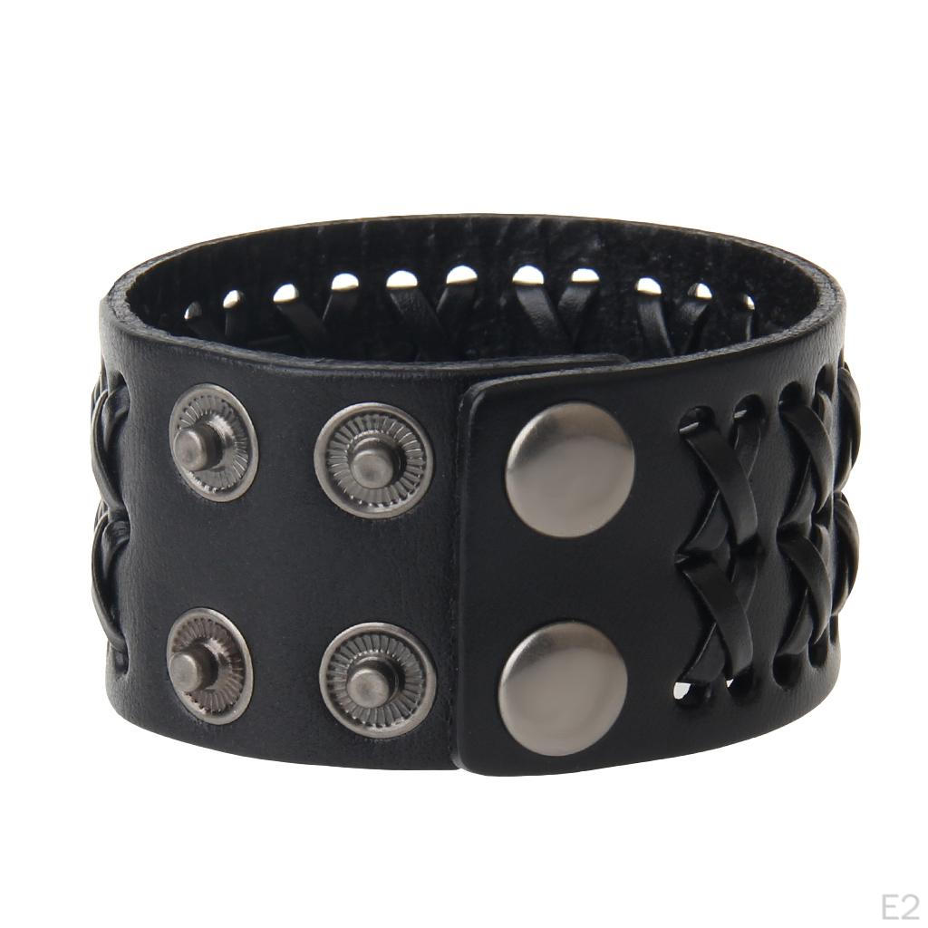 Charm Alloy Mens Wide Soft PU Leather Belt Bracelet Cuff Wristband