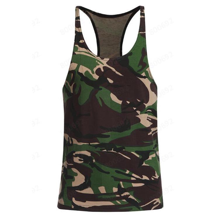 

Men s Camouflage Print Fitness Tank Top - Summer Military Style Cotton Sleeveless Shirt L