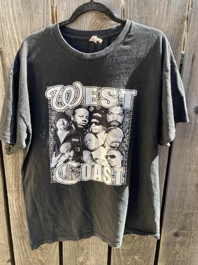 T-shirt da uomo Alstyle Nera Logo Rap West Coast XL Cotone Snoop 2Pac Dre CA