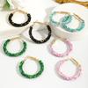 European and American exaggerated fashion handmade rice bead circle earrings colorful simple color matching hand-woven earrings
