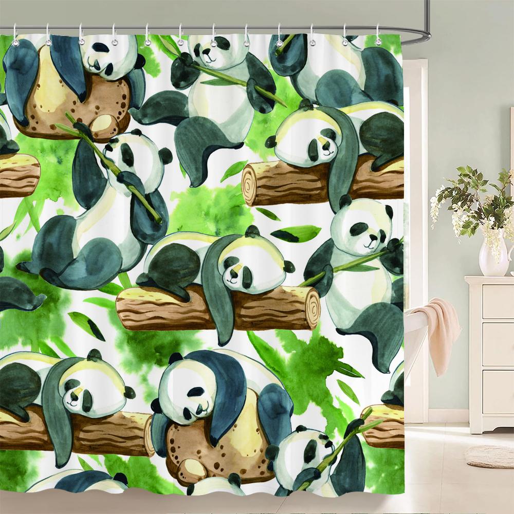 Cute Cartoon Animals Shower Curtain Printing Polyester Fabric Cartoon Bathroom Curtain Home Decoration Curtain with Hooks