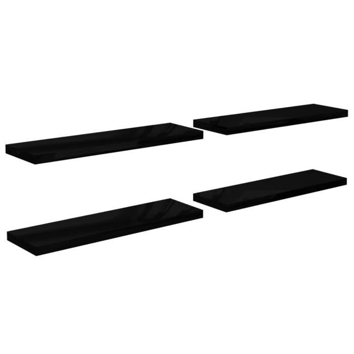 VidaXL Étagère murale flottante 4 pcs Noir brillant 120x23,5x3,8cm MDF