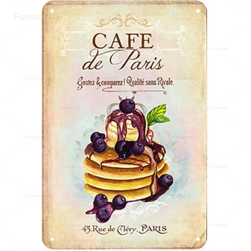 1 st Vintage Kaffe Dessert Metallskyltar Modern Minimalistisk Hem Kök Väggkonst Tennplåtar Restaurang Café Dekoration 20X30Cm