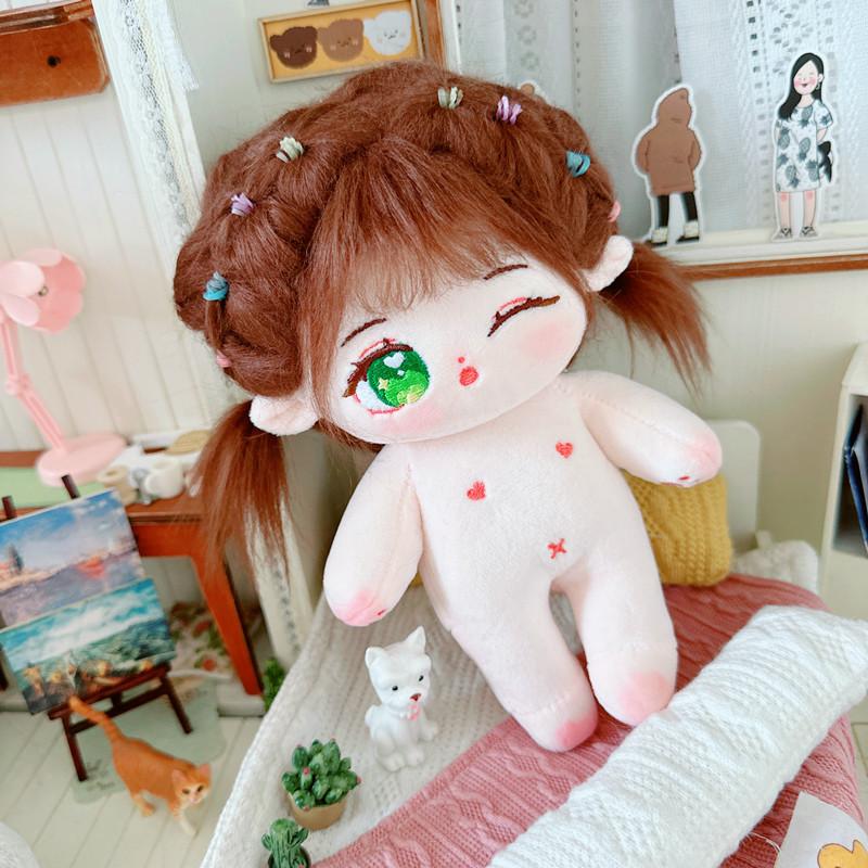 20cm Kawaii Plush Cotton Doll Idol Stuffed Super Star Figure Dolls No Attribute Curly Hair Crying Doll Can Change Clothes Gift