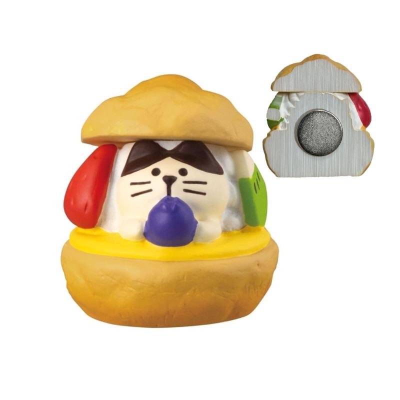 Japanese cat refrigerator sticker, grocery zakka cute bread coffee shop decoration gift miniature resin ornament