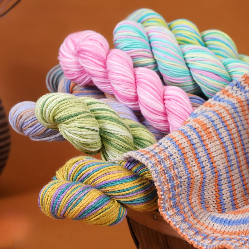 4balení bavlněné příze 200g (4x50g ) Prodyšná měkká tkaná příze na pletení háčkování smíšené barvy lehká na svetry příze