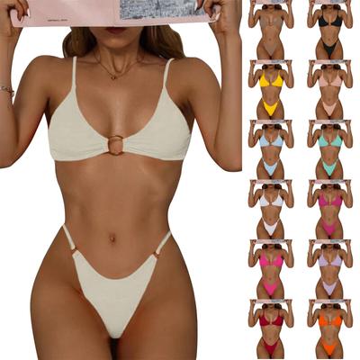 Bikini de Dos Piezas Acanalado Sexy para Mujer
