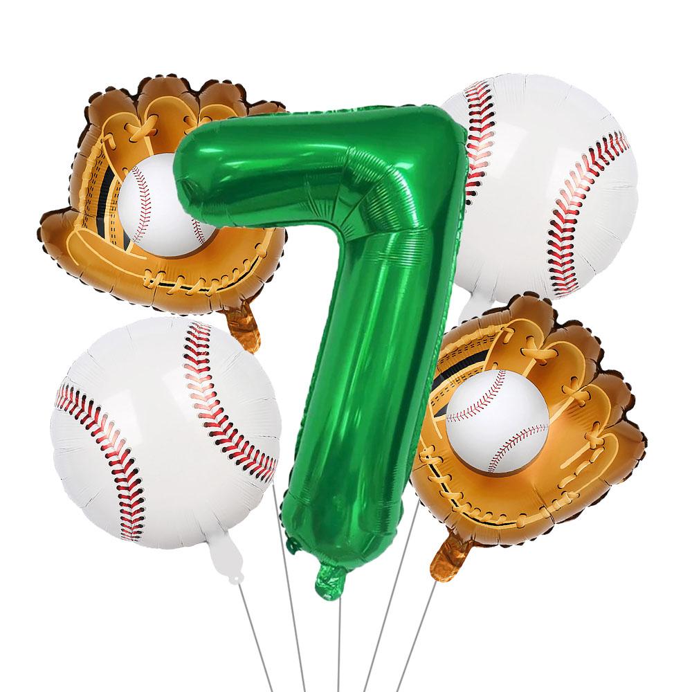 Baseball Balloons 32Inch Foil Green Number 0~13th Birthday Decor For Baseball Party Supplies Baseball Sports Theme