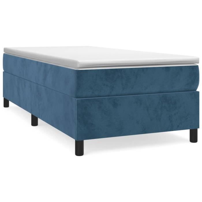 3144661 vidaXL Lit à sommier tapissier avec matelas Bleu foncé 90x200 cm