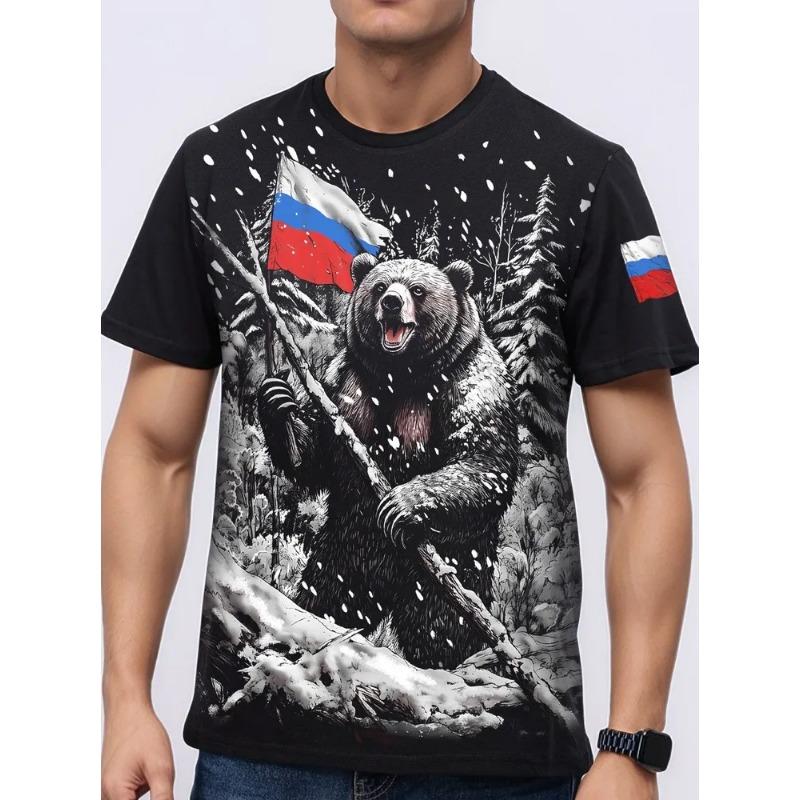 

Мужская летняя модная повседневная свободная футболка большого размера с 3D-принтом животного, с круглым вырезом и короткими рукавами, топ XS-6XL L