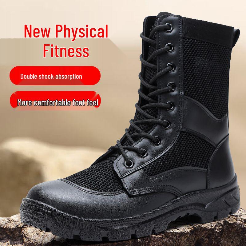 Men's Ultra-Light Mesh Combat Boots - Breathable High-Top Outdoor Workwear & Security Footwear