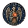 Friendship Protection Angel Souvenir Coin Metal Carving Guardian Angel Collectible Coin Round Badge Home Decoration Friends Gift