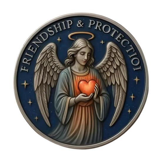 Friendship Protection Angel Souvenir Coin Metal Carving Guardian Angel Collectible Coin Round Badge Home Decoration Friends Gift