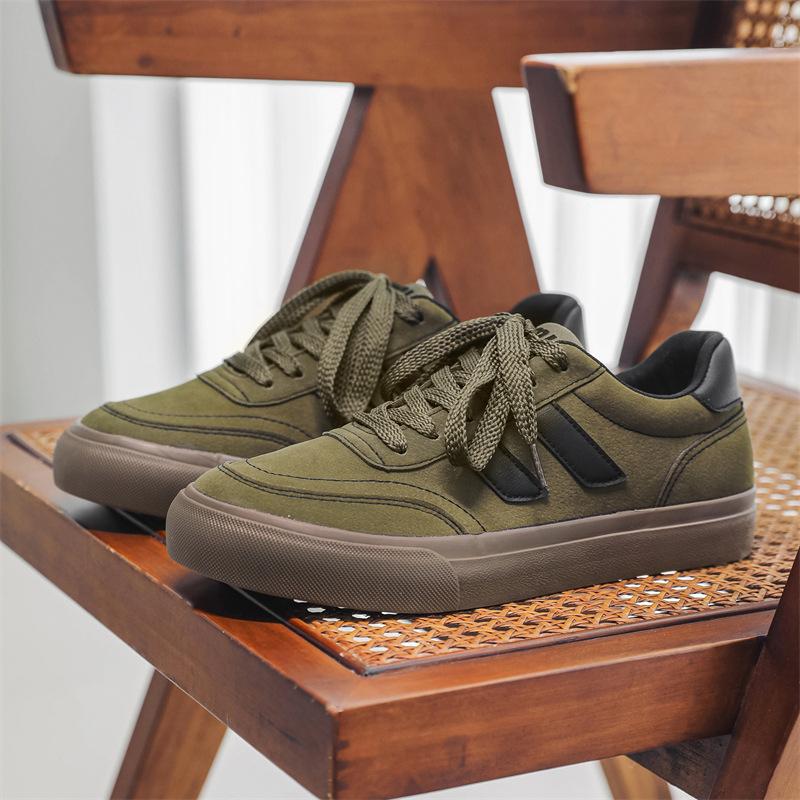 

Осенние мужские парусиновые туфли Корейская версия спортивной моды повседневные дышащие модные студенческие кеды трендовая мужская обувь 7987 39 армия зеленый