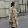 Winter Women Korean Puffer Jacket Stand Collar Windproof Coats Long Parka Thickened Warmer Buttons Big Pockets Cotton Jacket