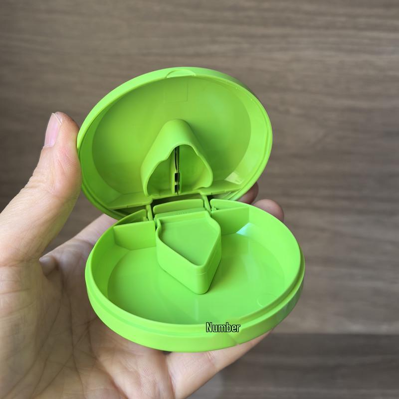 Compact Round Pill Cutter, Splitter, Crusher, and Dispenser Box