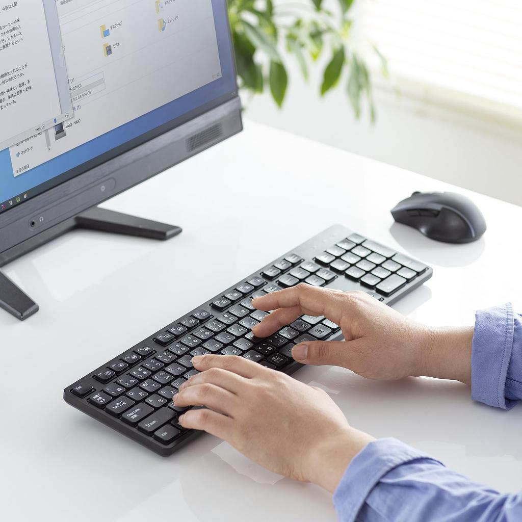 Teclado Sem Fio Silencioso Sanwa Supply (Sem Fio 2.4GHz com Teclado Numérico) SKB-WL37BK