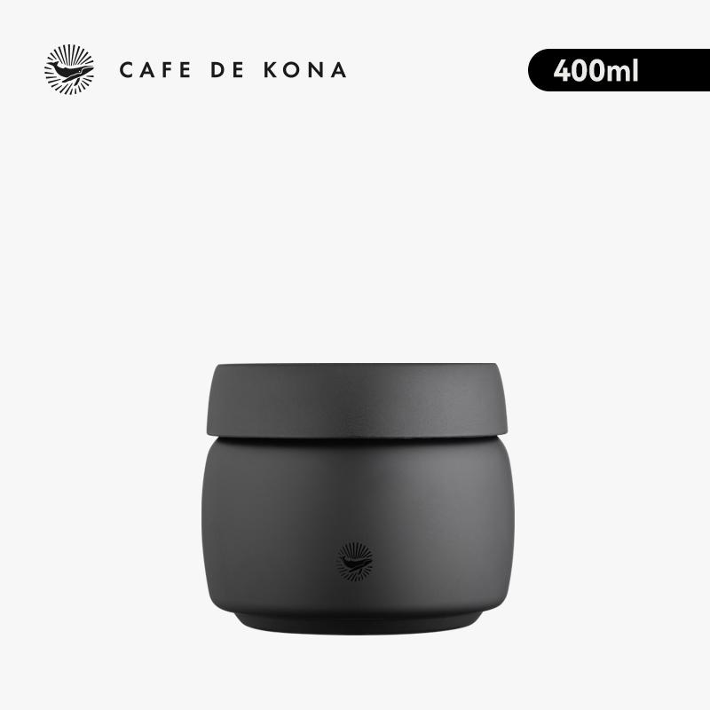 CAFEDE KONA Stainless Steel Sealed Tank Stainless Steel Vacuum Sealed Canisters For Coffee Beans,Tea, Kitchen Storage Containers 400ml - BLACK