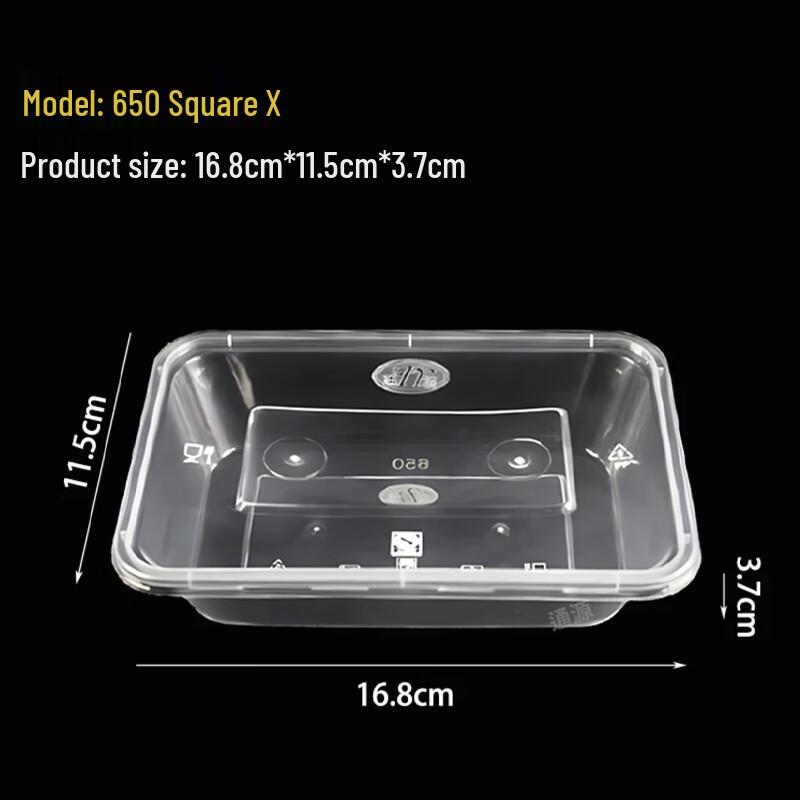 650ml Transparent Rectangular Disposable Plastic Food Containers with Lids