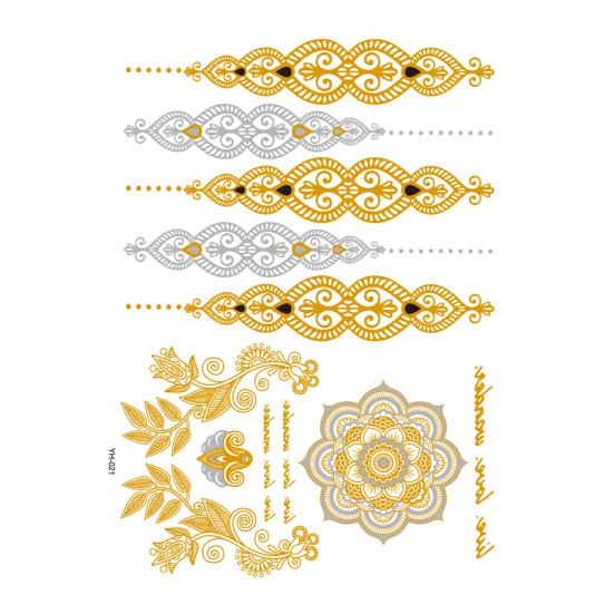 

Временные татуировки золотого цвета, водонепроницаемые металлические временные переносные татуировки, татуировки, боди-арт, наклейки на руку 21