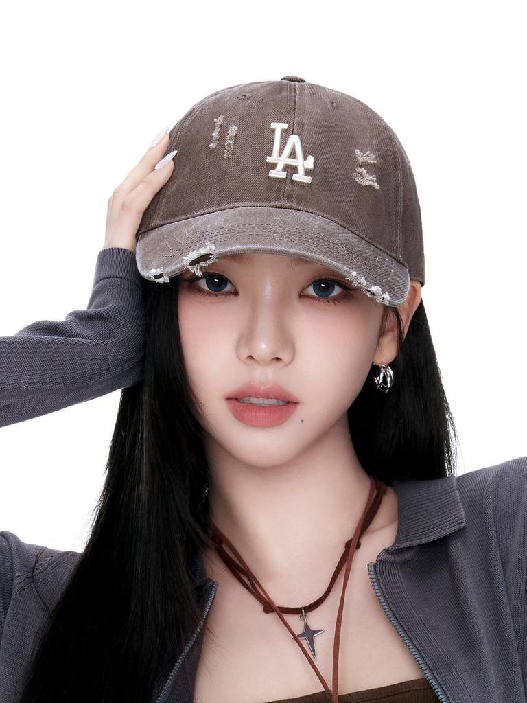 Emelbi Damaged Washed Unstructured Ball Cap La (L.Brown)