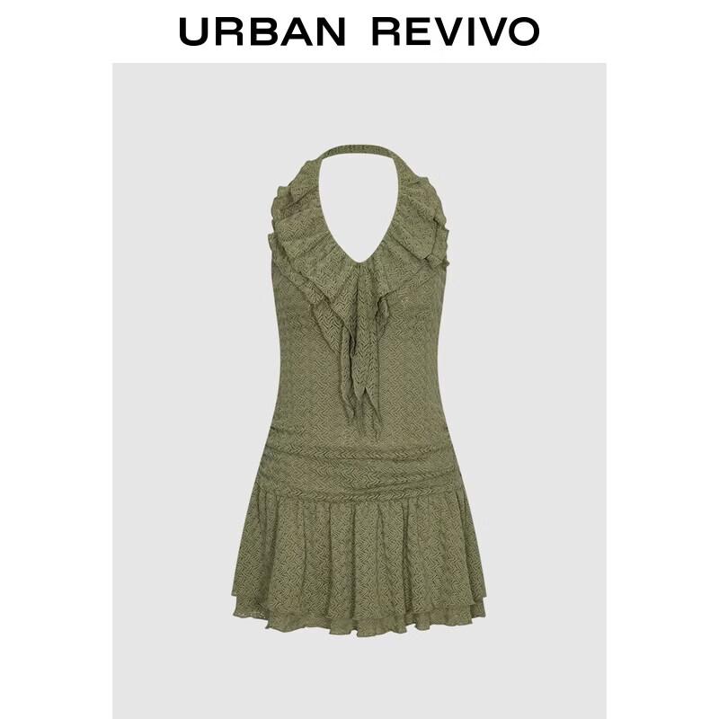 UR2026 Women s Ruffled Halter Neck Resort Dress XS