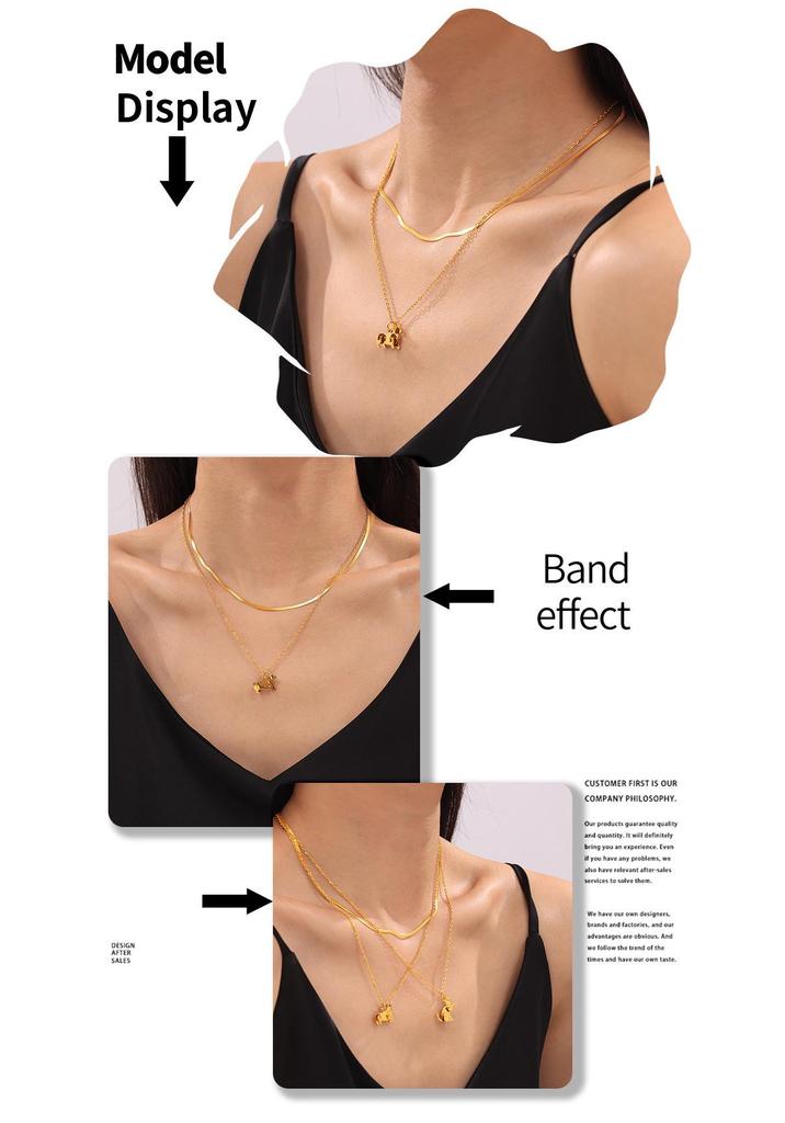 18k Gold-Plated European Style Animal Pendant Necklace – Titanium Steel, Versatile, Fashion Jewelry for Women.