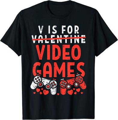 V Is Video Games Funny Valentines Day Gamer Unisex T-Shirt