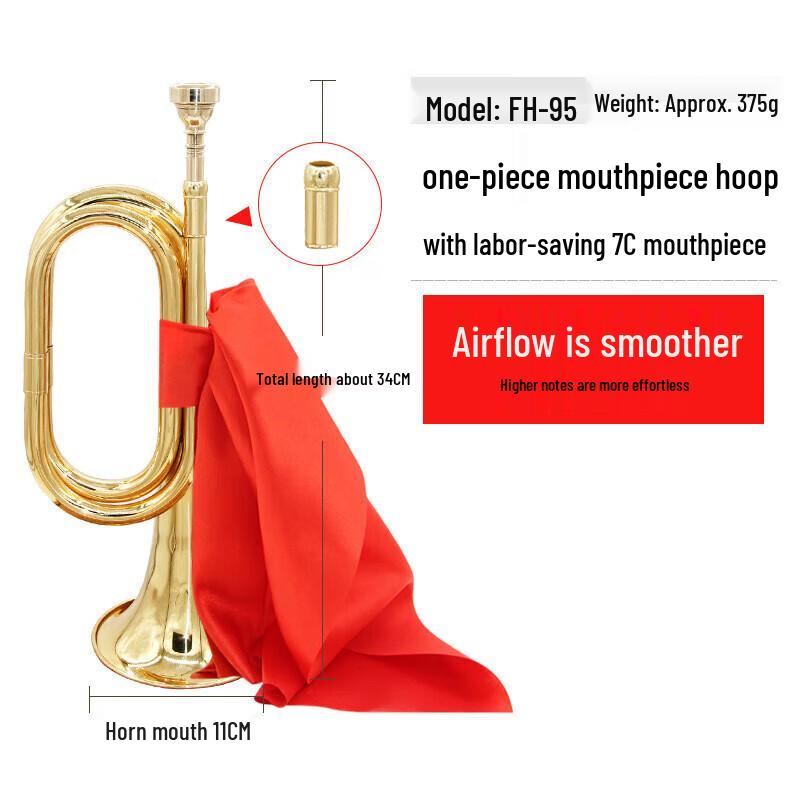 GOWKE Professional C-Tune Brass Bugle 34x11cm, 375g