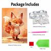 DIY 5D Pearl Bead Painting Kit with Frame Cute Orange Fox Portrait Shiny Canvas Art for Bedroom Wall Decor and Gift for Home Decoration