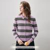 Women's Striped 100% Wool Lapel Cardigan
