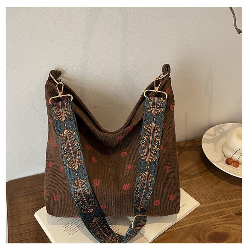Personalized fashion single shoulder corduroy shopping bag summer new beautiful simple leisure student class tote bag